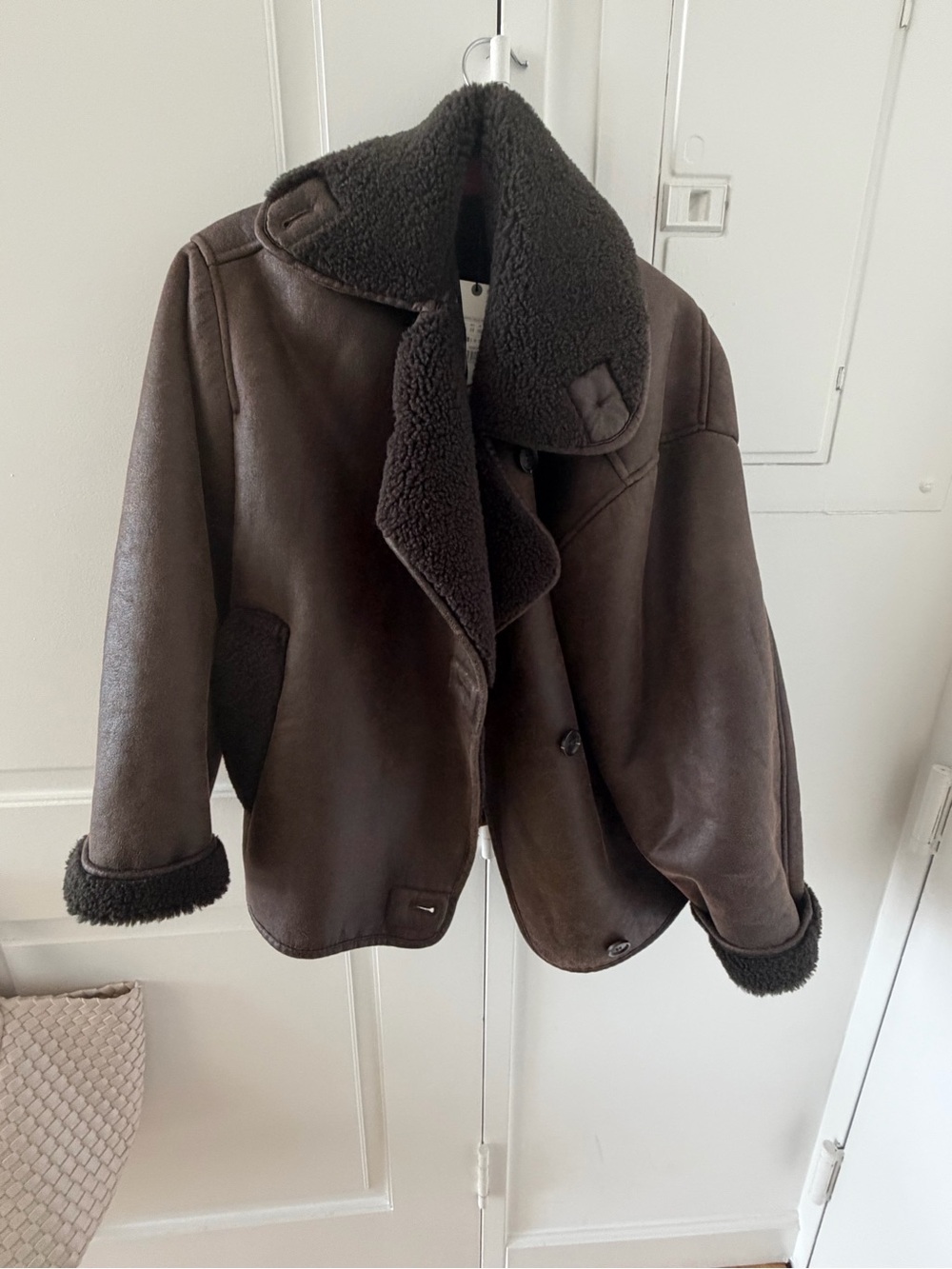 BRAND NEW ZARA Brown Shearling Aviator Jacket